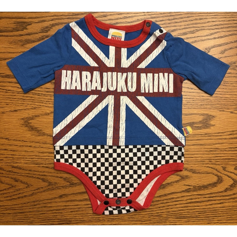 HARAJUKU MINI Baby One Piece 3-6 Months British Flag Print Bodysuit Gwen Stefani